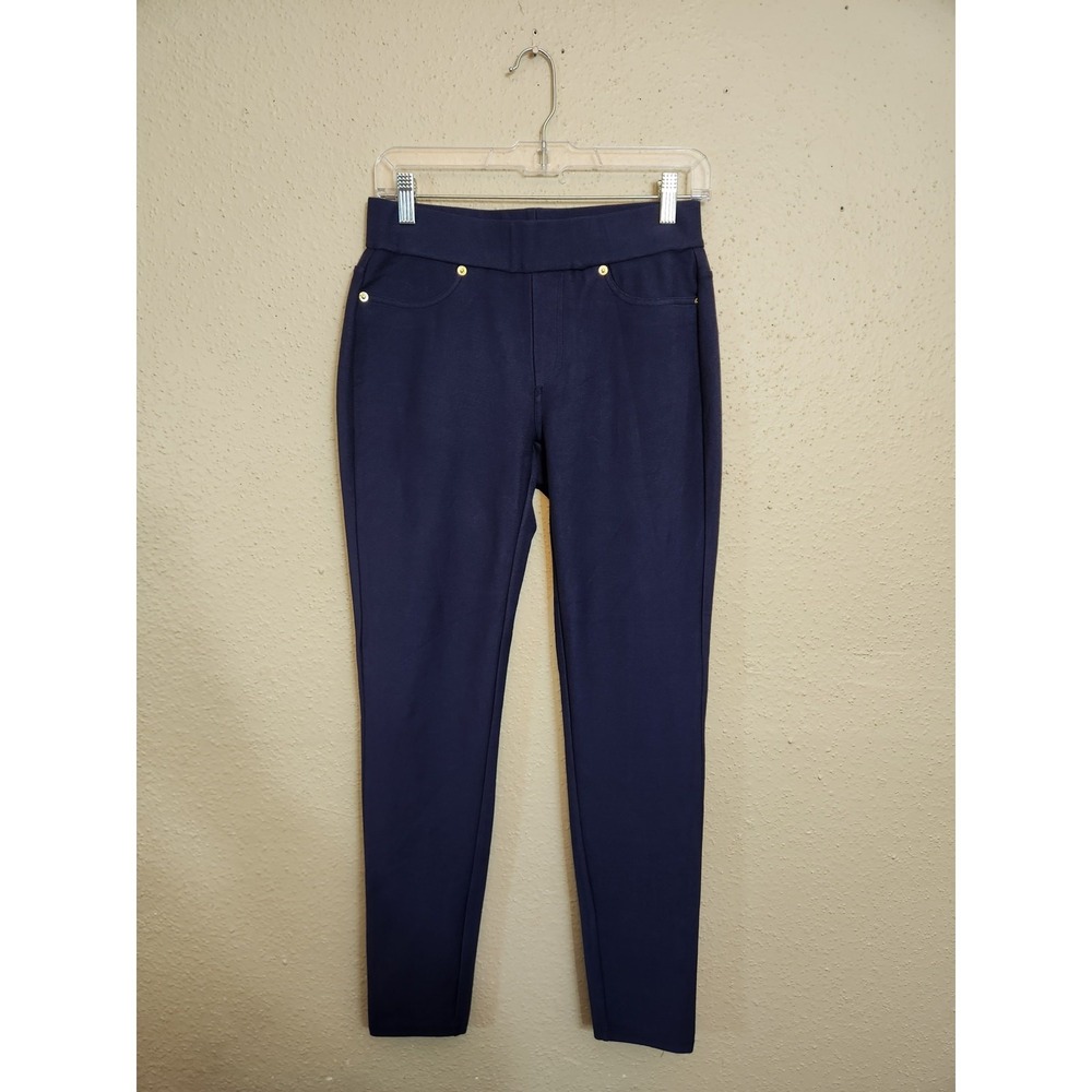 MICHAEL Michael Kors Womens S Navy‎ Blue Leggings Pull On Gold Logo Slim Pants
